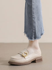 Round-Toe Split-Joint Loafers Platform Shoes