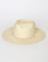 Seashells Natural Straw Fedora Hat