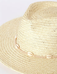 Seashells Natural Straw Fedora Hat