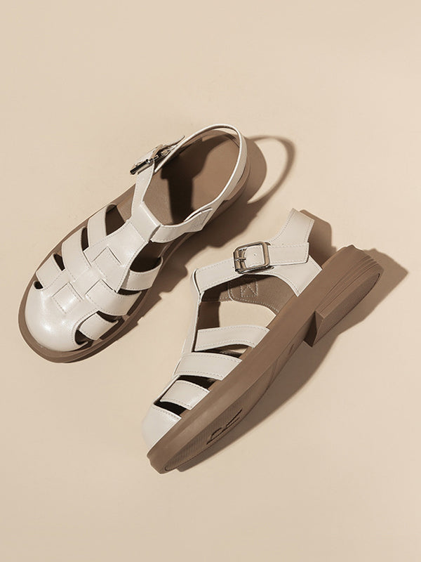 Hollow Round-Toe Gladiators Sandals