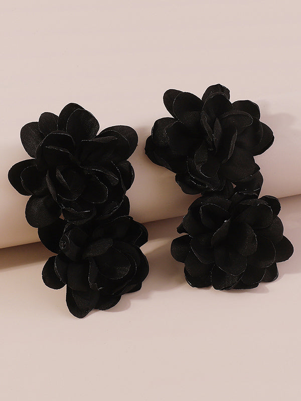 Three-Dimensional Flower Drop Earrings