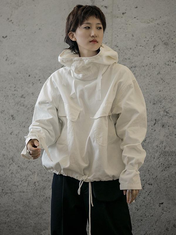 Loose Solid Drawstring Space Style Hoodie Sweatshirt