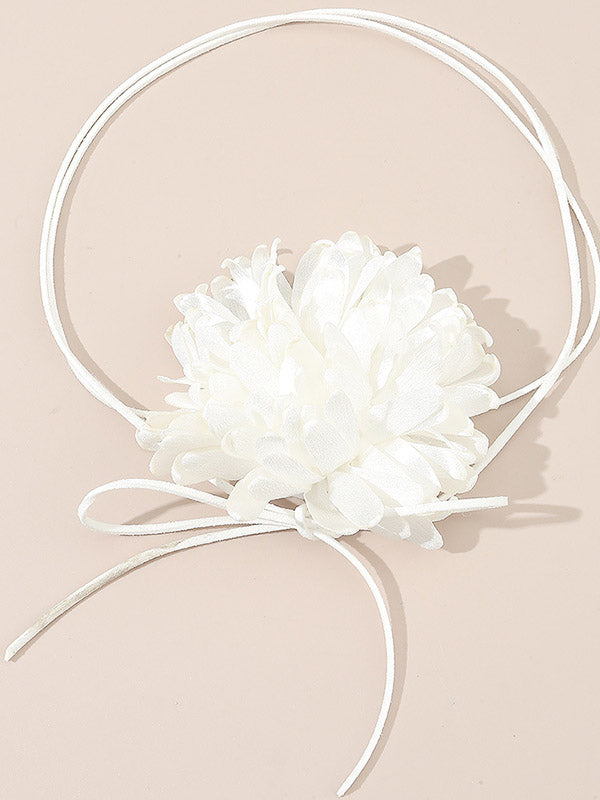 Solid Color Three-Dimensional Flower Tied Necklaces Accessories