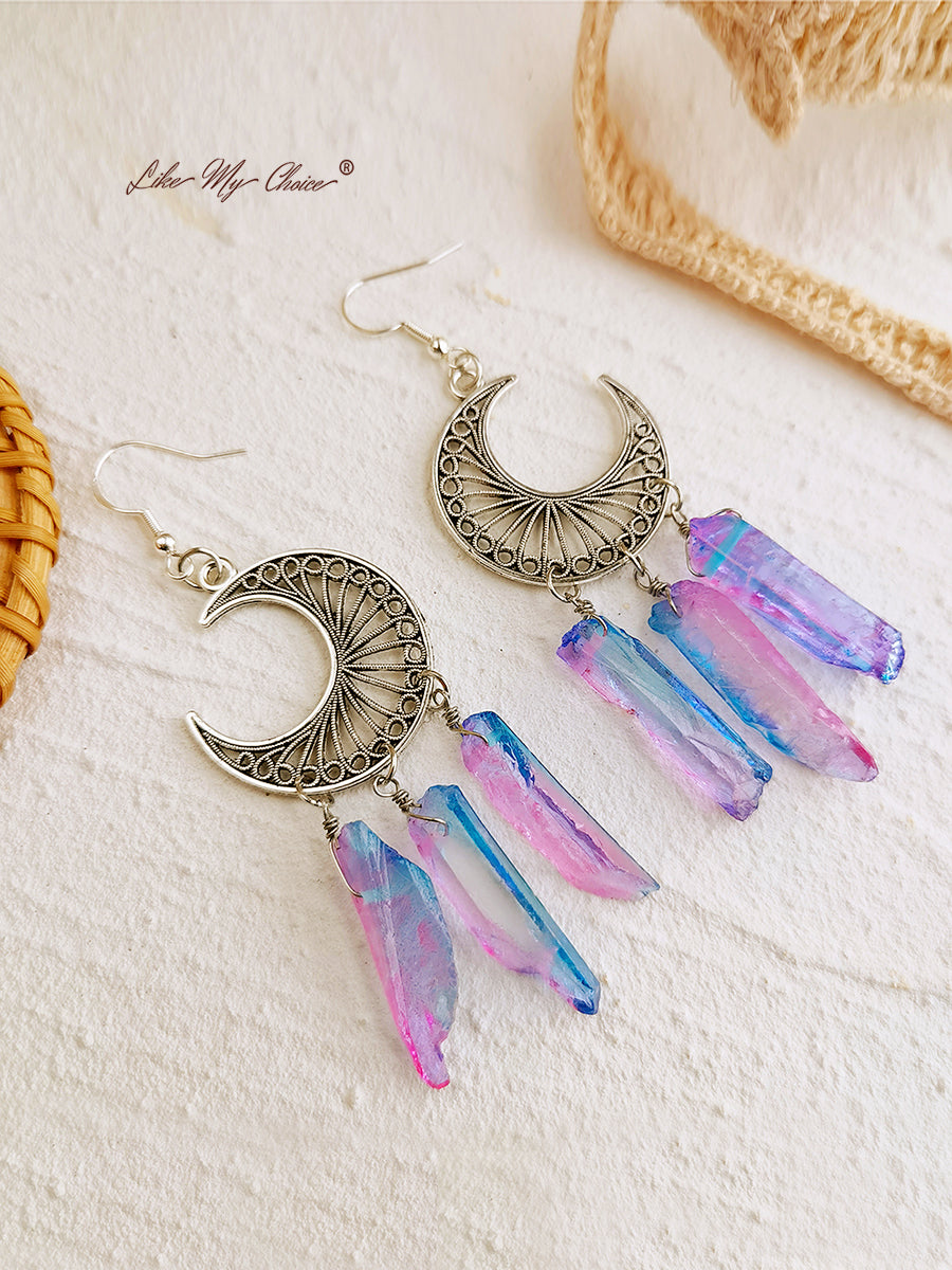 Rainbow Quartz Crystal Earrings