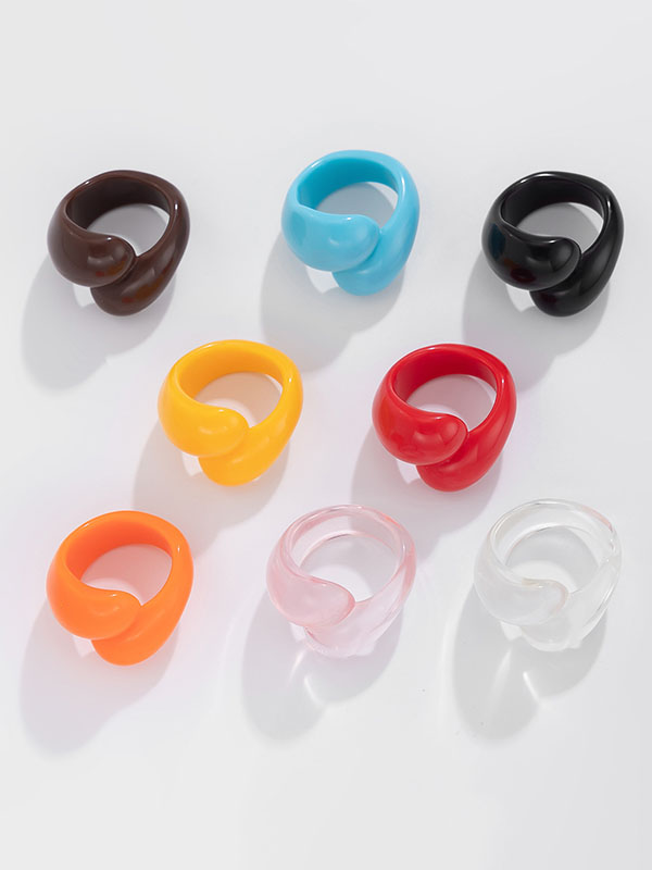 Geometric Solid Color Rings Accessories