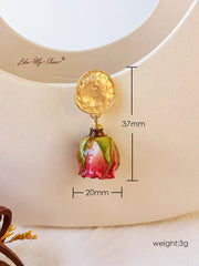 Pressed Flower Earrings - Gold plated Rose