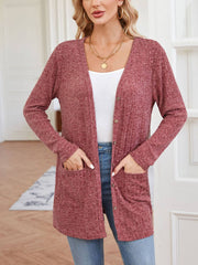 Solid Loose Sleeve Pocket Cardigan Coat