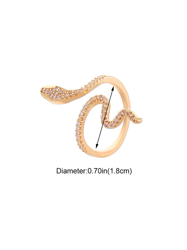 Rhinestone Snake Shape Solid Color Rings Accessories