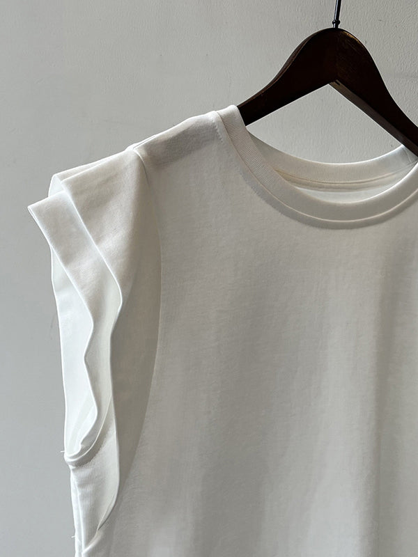 Loose Sleeveless Split-Joint Round-Neck T-Shirts Tops