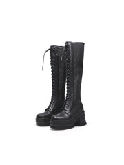 JADYROSE | LALLIE BLACK CHUNKY HEEL KNEE HIGH BOOT