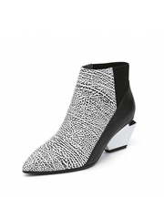 JADY ROSE | GEOMETRY-HEEL LEATHER ANKLE BOOT - White