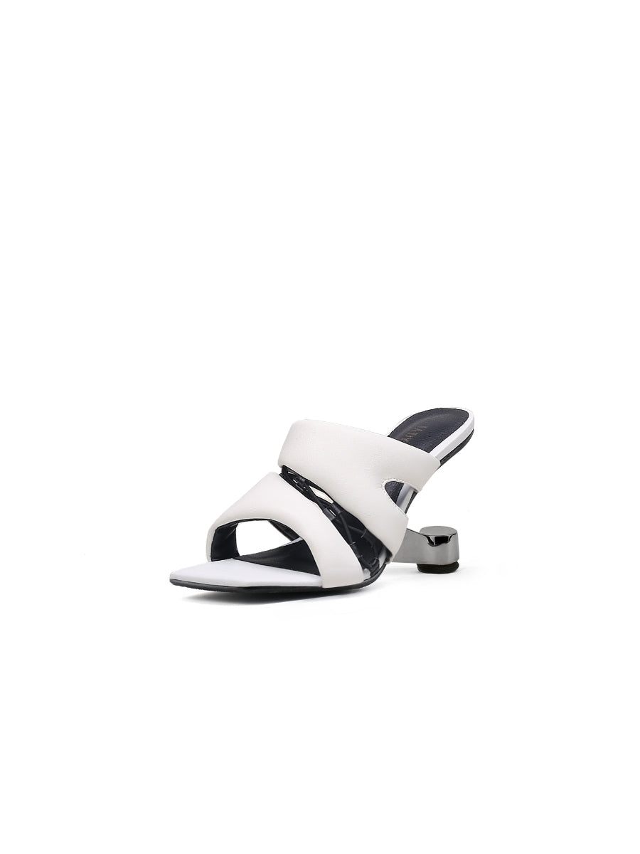 JadyRose | White Croissant Leather Slide