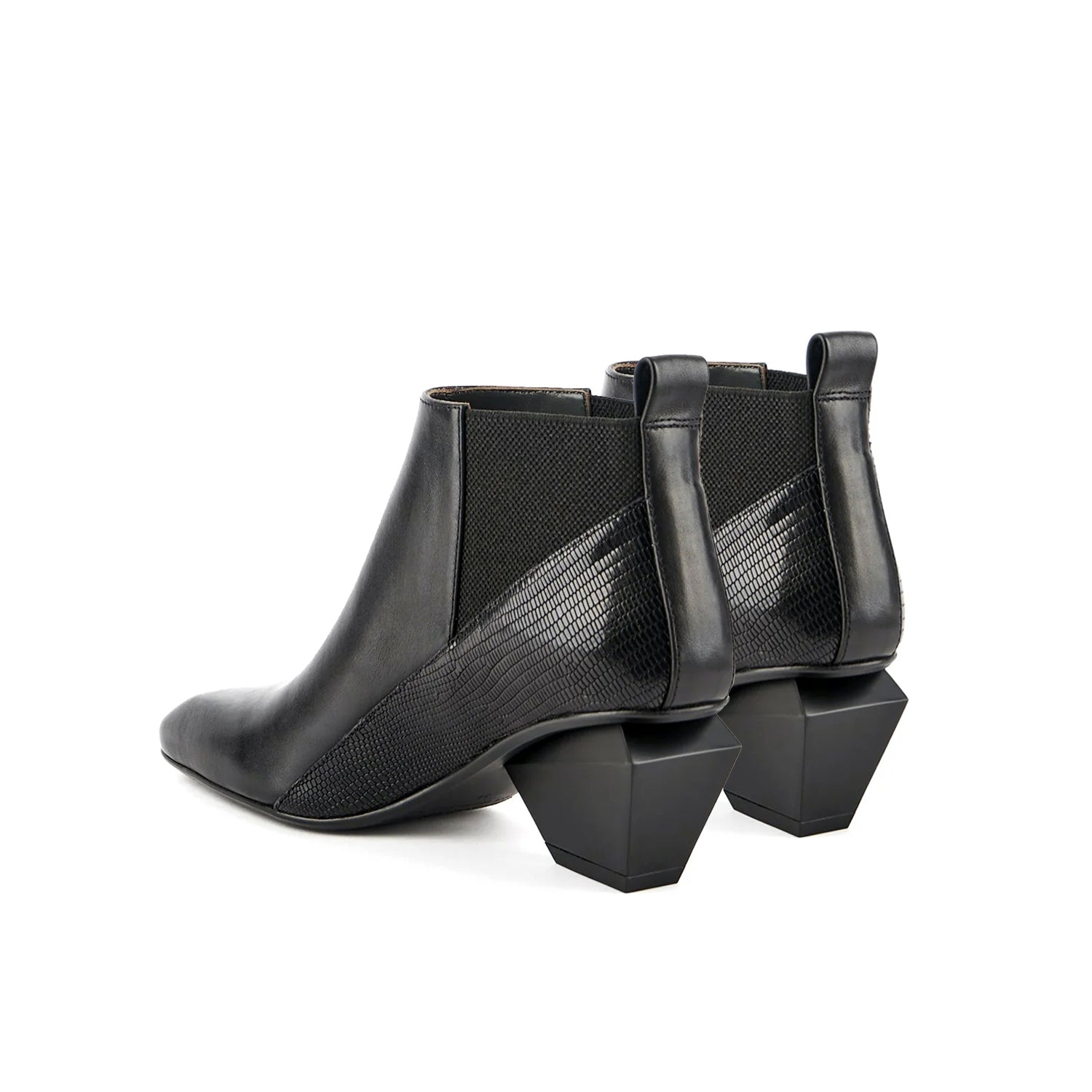 Jady Rose | Ayala Geometry-heel Leather Ankle Boot - Black