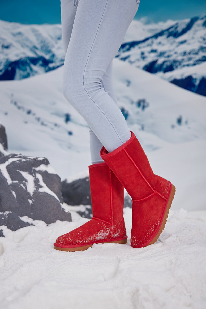 SMAIBULUN Ugg | CLASSIC SUEDE MID-LENGTH BOOTS - RED