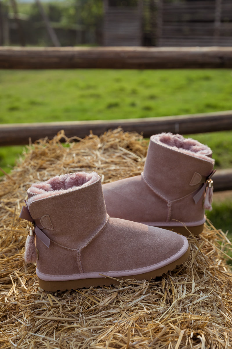 SMAIBULUN Ugg | TAIL BOW BACK SUEDE BOOT - PINK