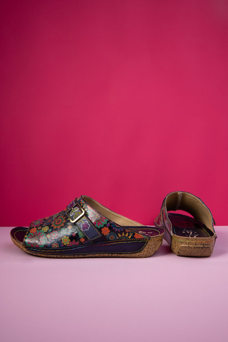 Soffia | Elsinore Boho Floral Printed Leather Sandal