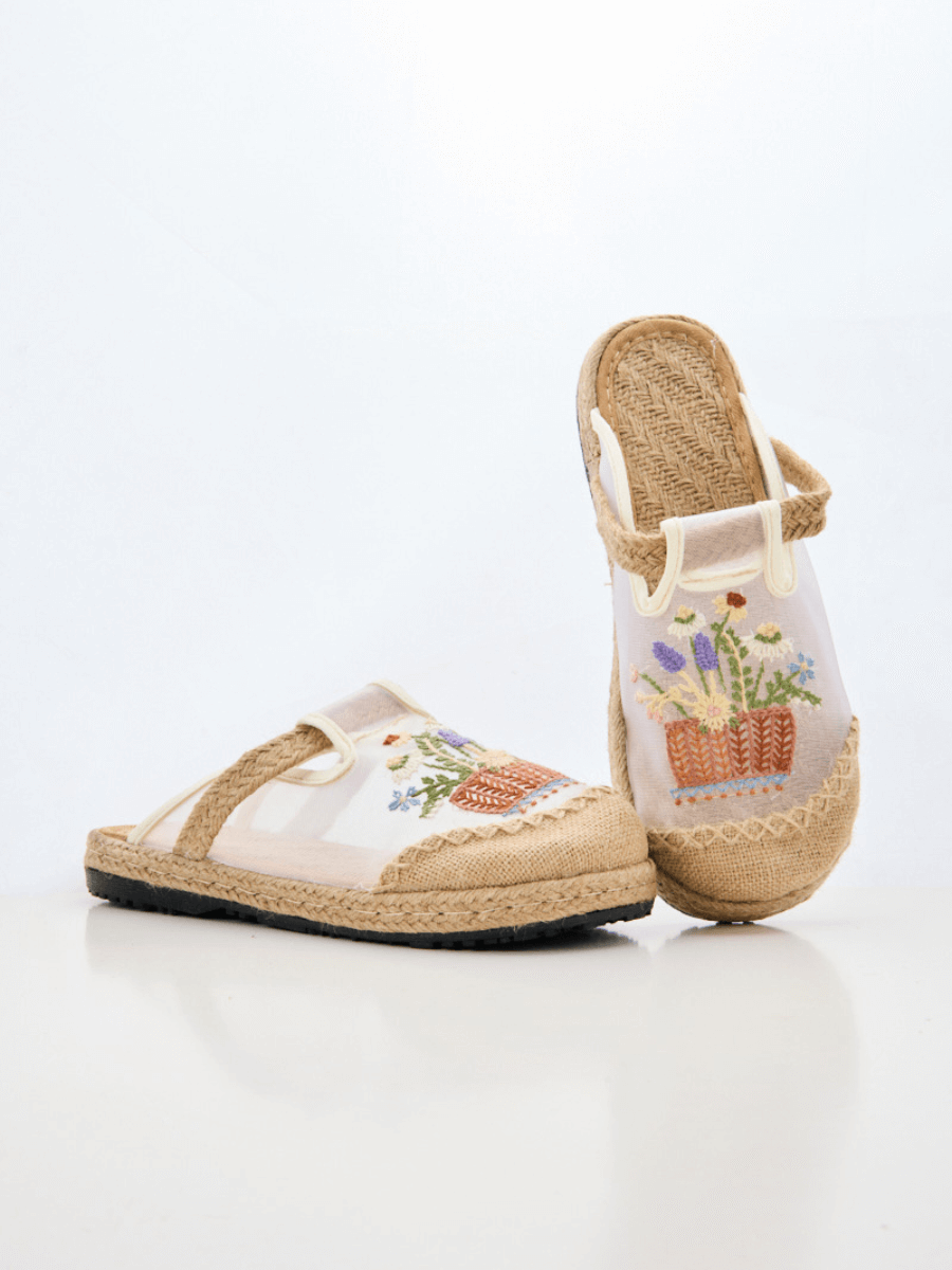 Cactus Rose | Garden Gala Embroidered Mesh Mules