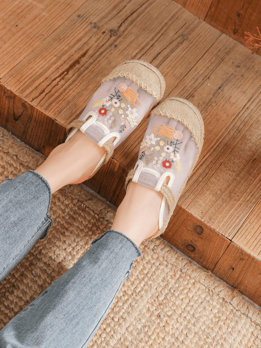 Cactus Rose | Kimora Embroidered Mesh Mules