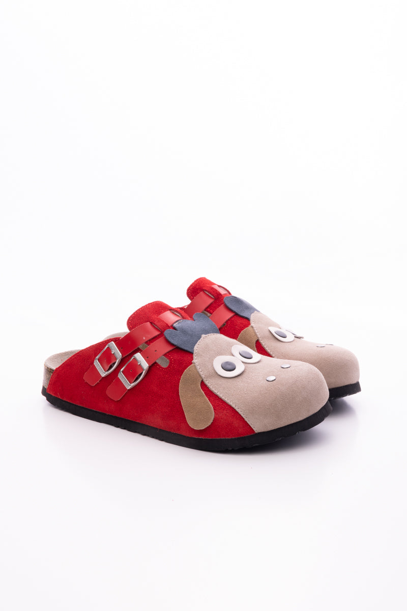 Maibulun | Moo Moo Baa Baa Double Strap Suede Clog - Red