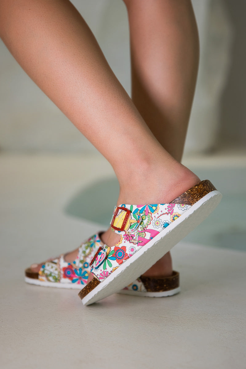 MAIBULUN | Lovey Dovey Floral Printed Double Strap Sandal