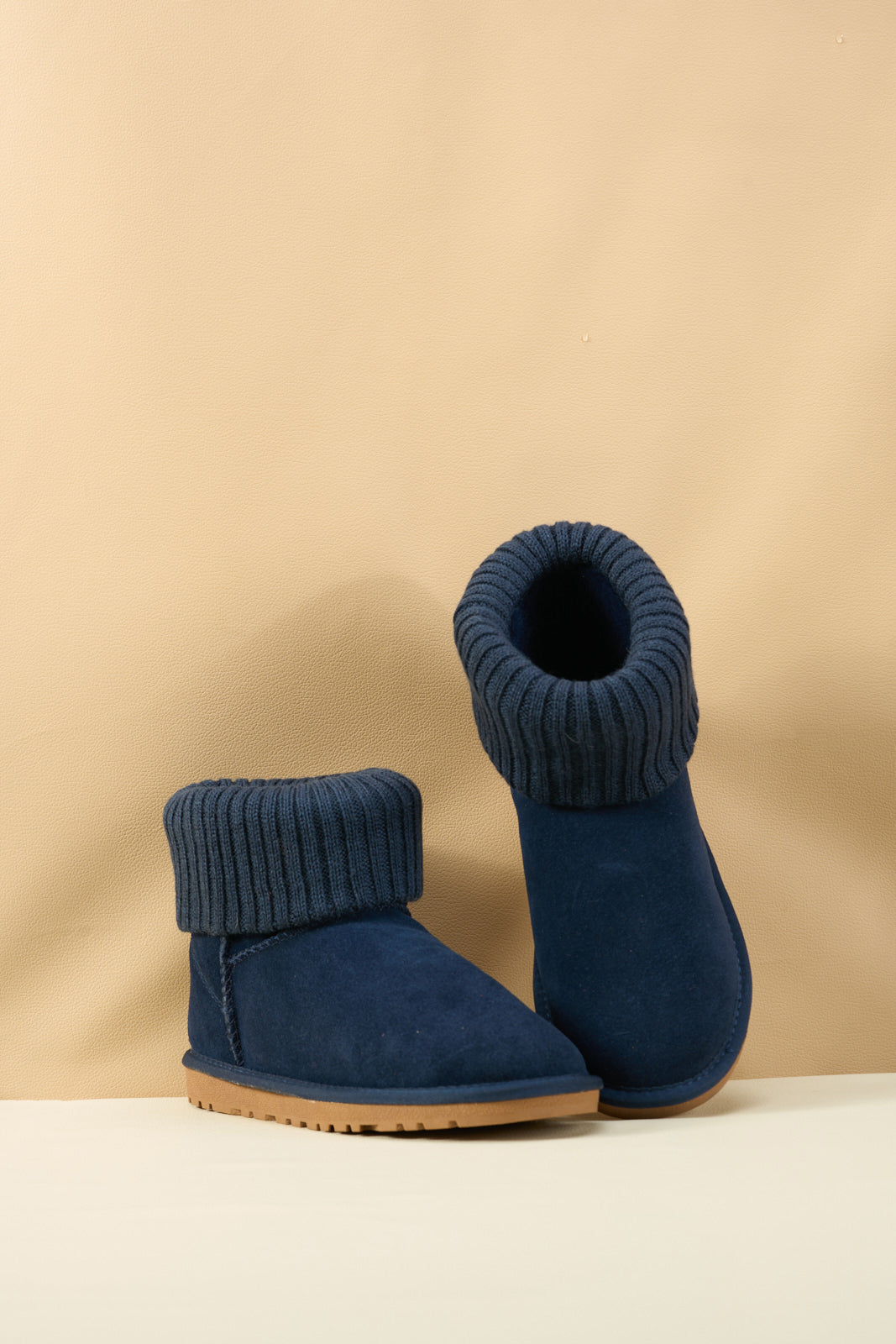 SMAIBULUN Ugg | Ankle Knit Stocking Mini Boots - Navy