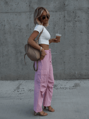 ARNIE NYLON CARGO PANTS - PINK