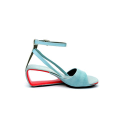 JADY ROSE | VESTAVIA ANKLE STRAP LEATHER WEDGE SANDAL - BLUE