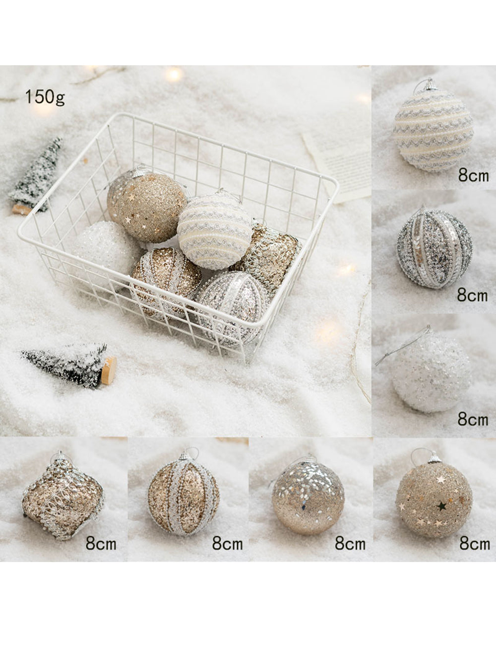 8Pcs Christmas Ball Painted Ball Christmas Tree Window Decoration