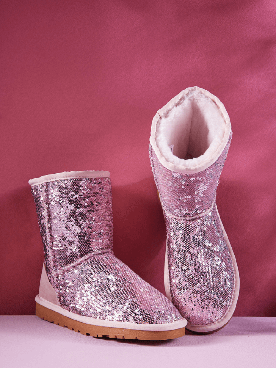 Smaibulun Ugg | Dallas Glam Sequin Shearling Boots - Pink