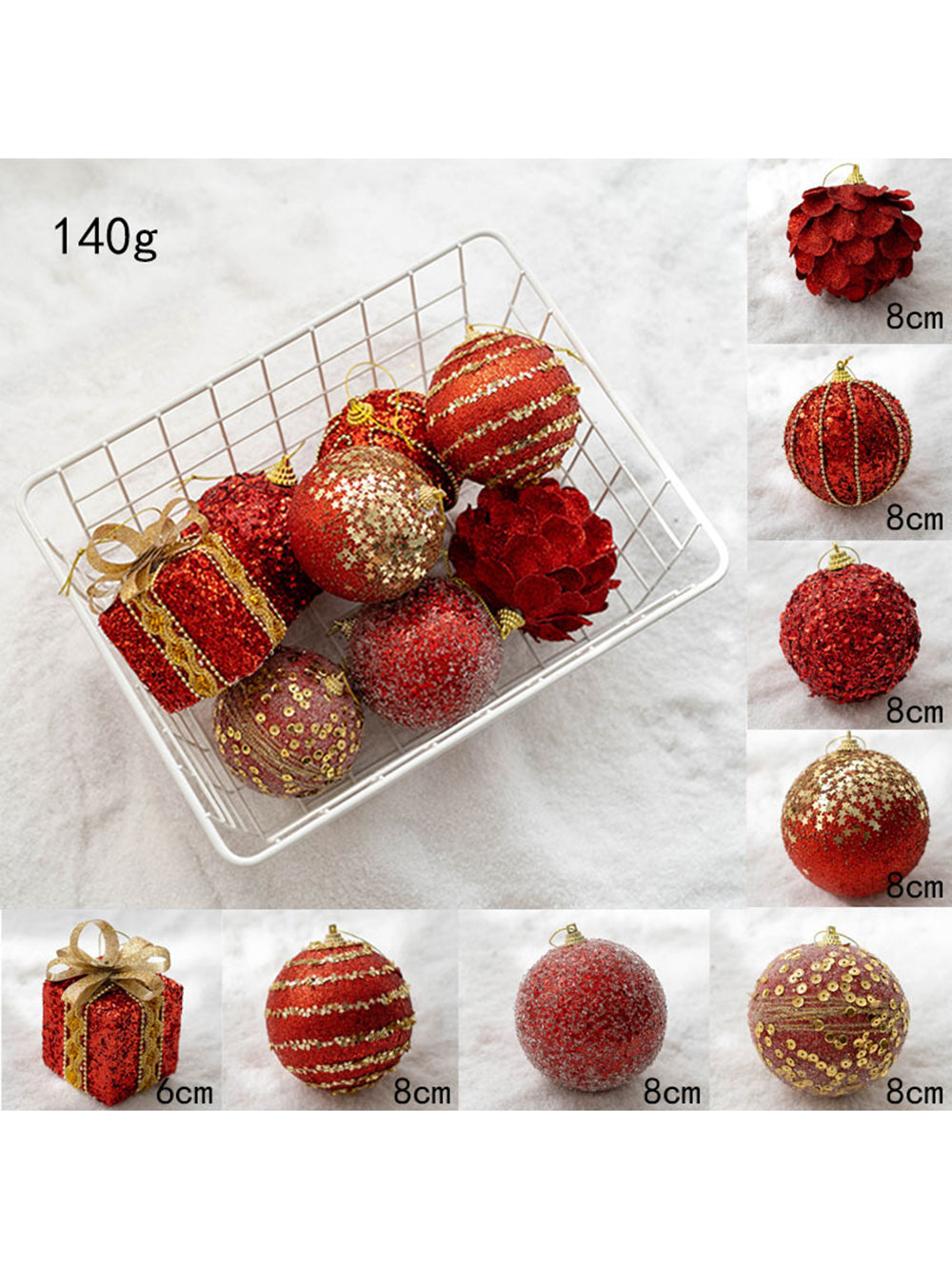 8Pcs Christmas Ball Painted Ball Christmas Tree Window Decoration