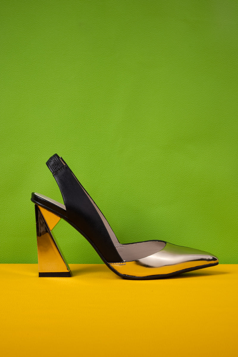 Jady Rose | Spotlight Leather Heel Pump - Gold