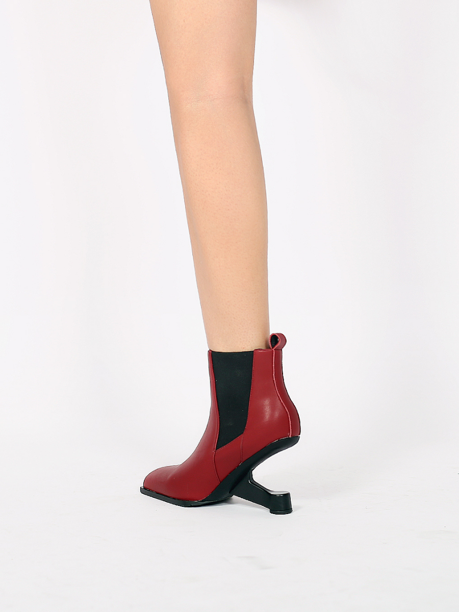 JadyRose | HARPER Elevator Heel Burgundy Leather Chelsea Boot