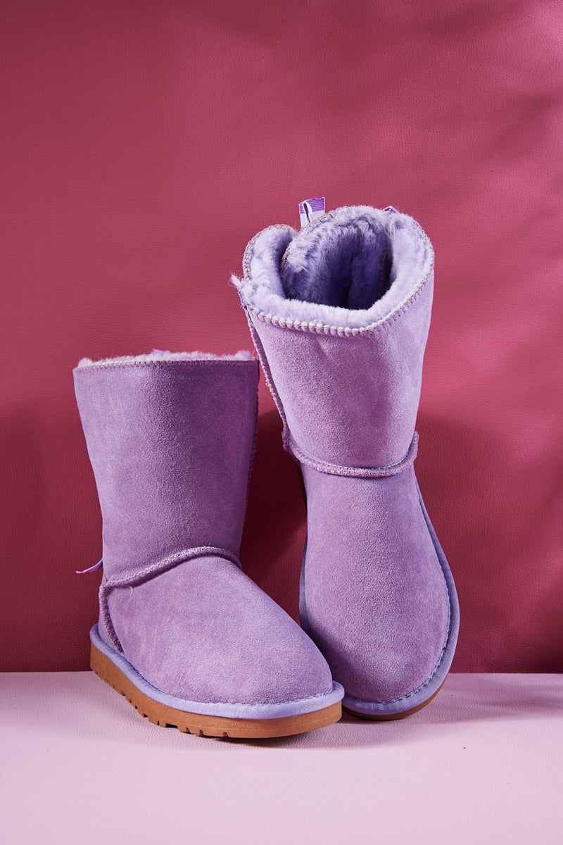 Smaibulun Ugg | Serenity Striped Bailey Bow Shearling Boots - Lavender