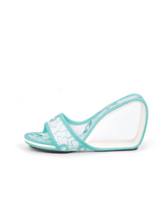 JADY ROSE | SOLANAH MARBLING LACE UPPER WEDGE SLIDE - BLUE