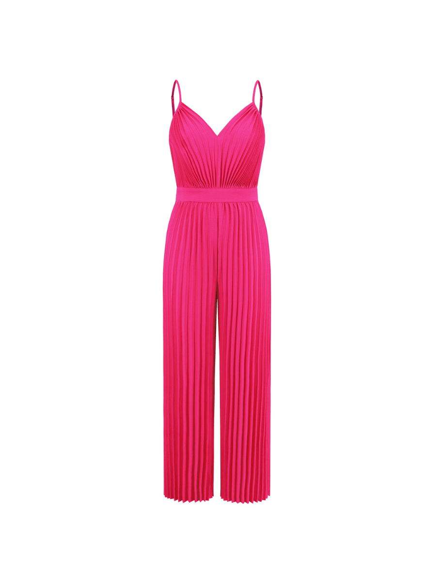 Felicia Plisse Relaxed Jumpsuit - Fuchsia