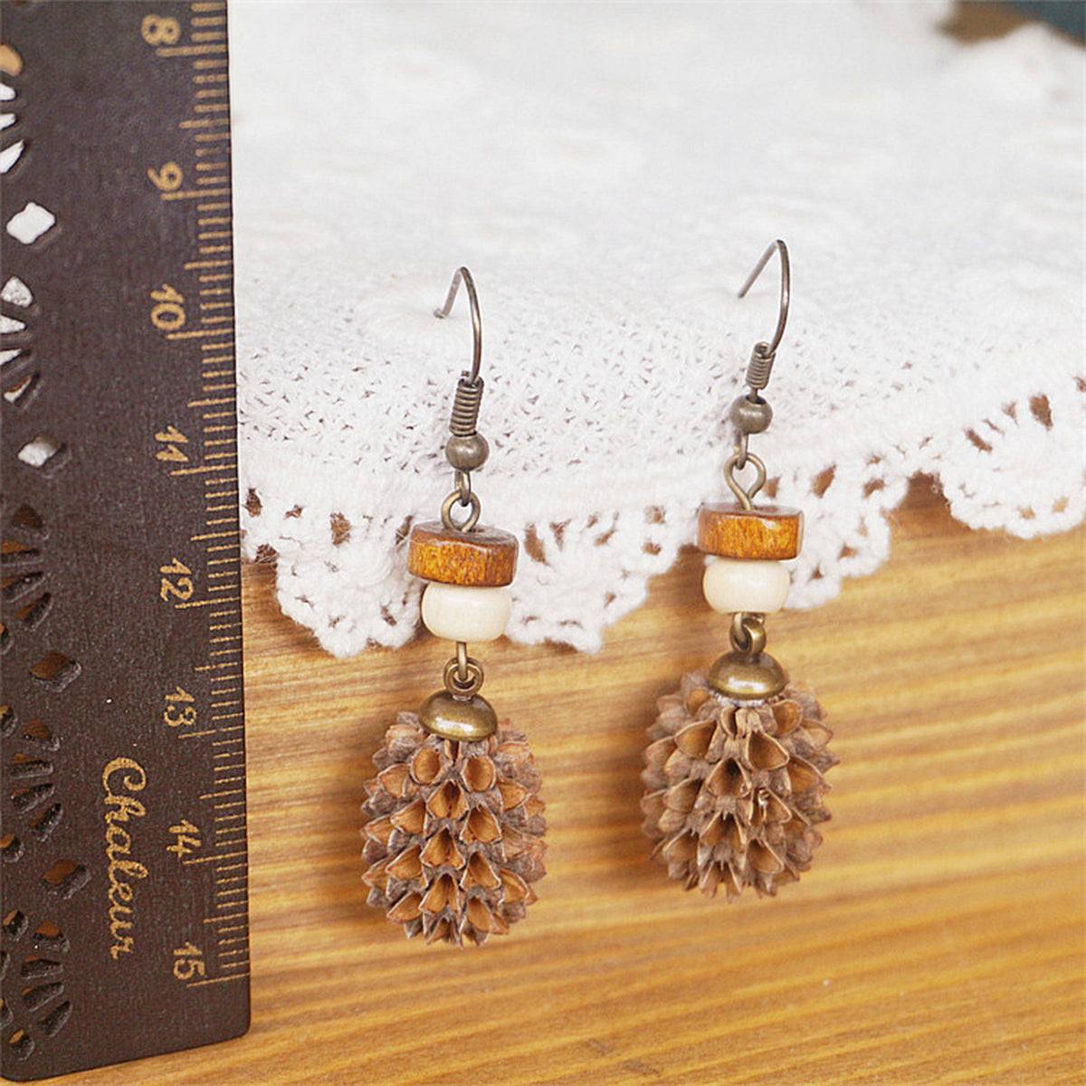 Handmade Jewelry Retro Solid Wood Dried Fruit Earrings