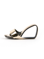 Jady Rose | Set It Straight Leather Wedge Slide - Gold