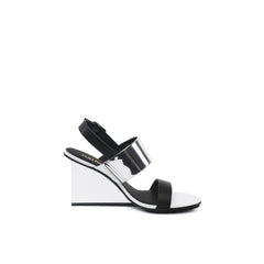 JADY ROSE | LEATHER SLINGBACK WEDGE SANDAL - WHITE