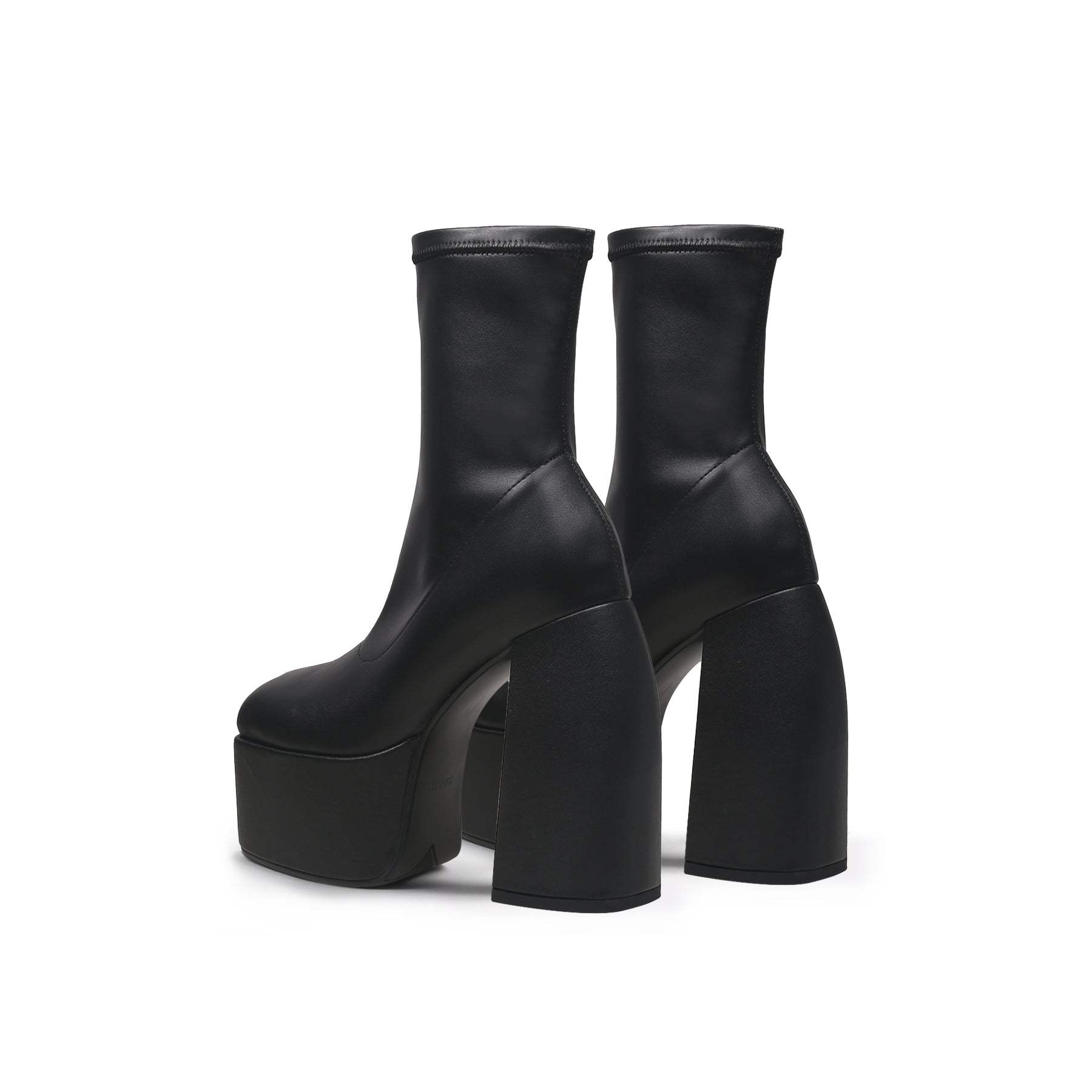 JADY ROSE | LUG SOLE BLACK LEATHER SOCK BOOTIE