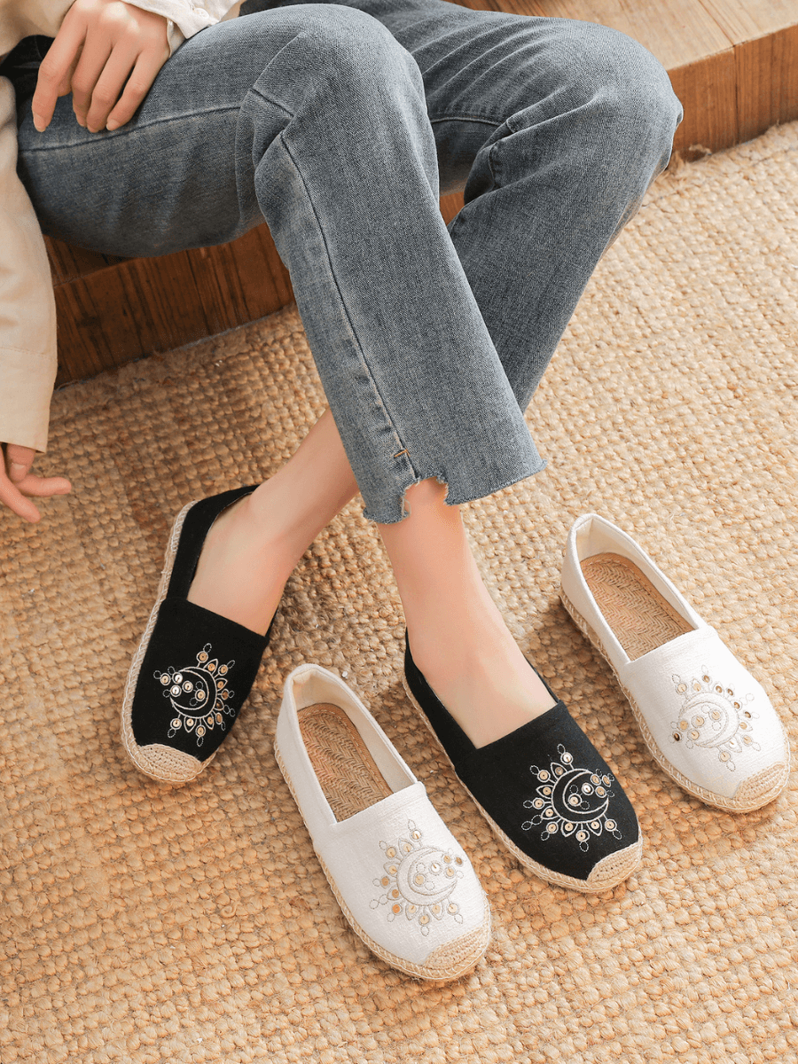 Cactus Rose | Solana Linen Espadrilles - Black