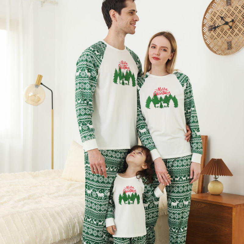 Christmas Print Round-neck Parent-child Pajamas