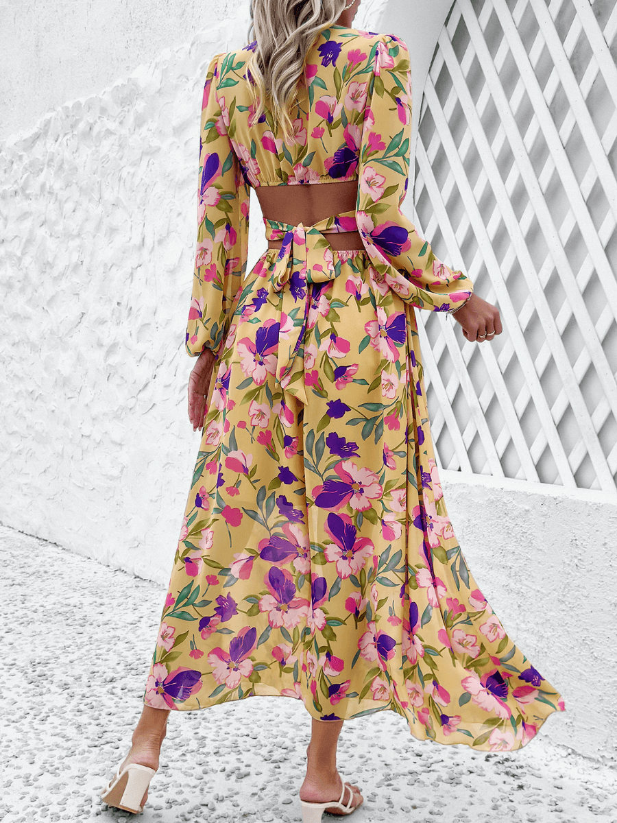 Emery Paisley Chiffon Maxi Dress - Yellow