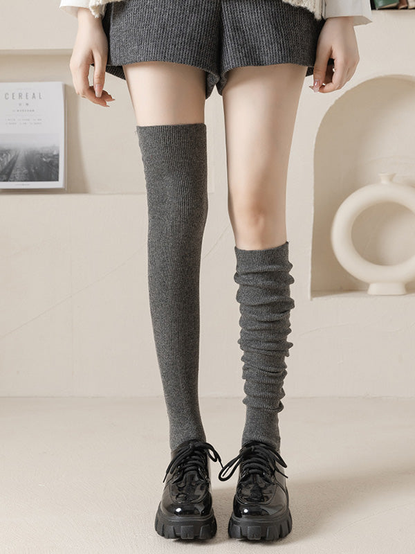 Wool Solid Color Leg Warmers Accessories