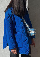 Oversized Quilted Jacket in Electric Blue