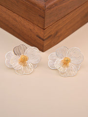 Contrast Color Flower Shape Hollow Earrings Accessories