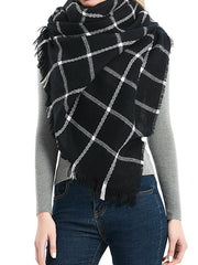 Fringed Keep Warm Plaid Shawl&Scarf