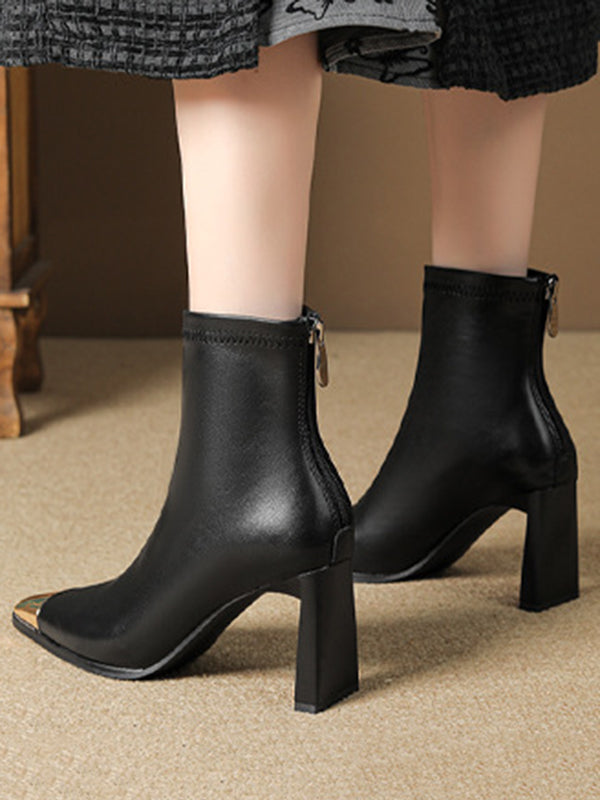 Split-Joint Square-Toe Boots Pumps