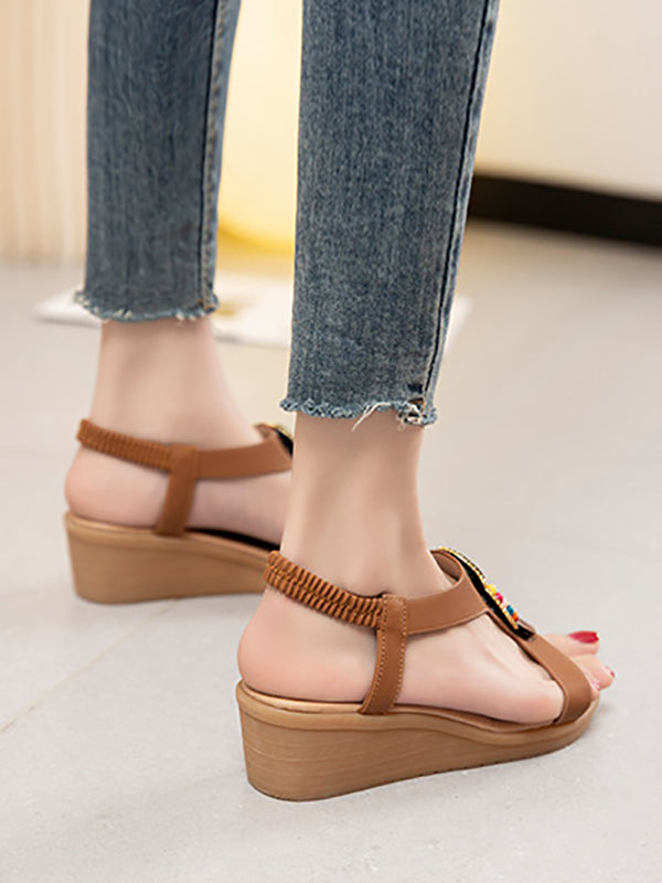 Elasticity Open Toe Peep Toe Sandals Wedges & Flatform