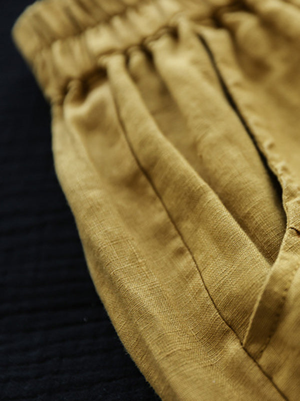 Vintage Linen Falbala Harem Capri-Pants