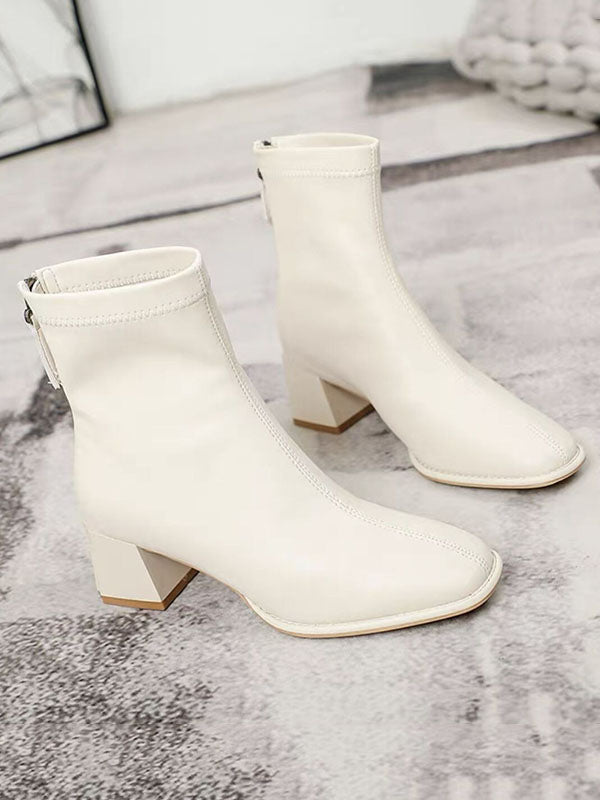 Split-Joint Square-Toe Zipper Boots